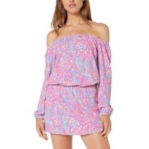 🥑Lilly Pulitzer Lana Skort Romper Multi Pink blue Sorbet High Altitude Small